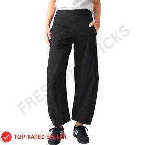 Elastic Waist Barrel Pants Tapered Leg Travel Casual Chic Oversized Fit